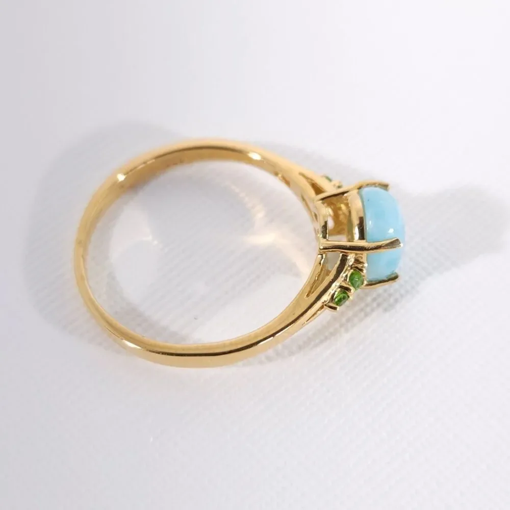Larimar 1.9 Carats Ring Vermeil YG over Sterling Silver Size 10